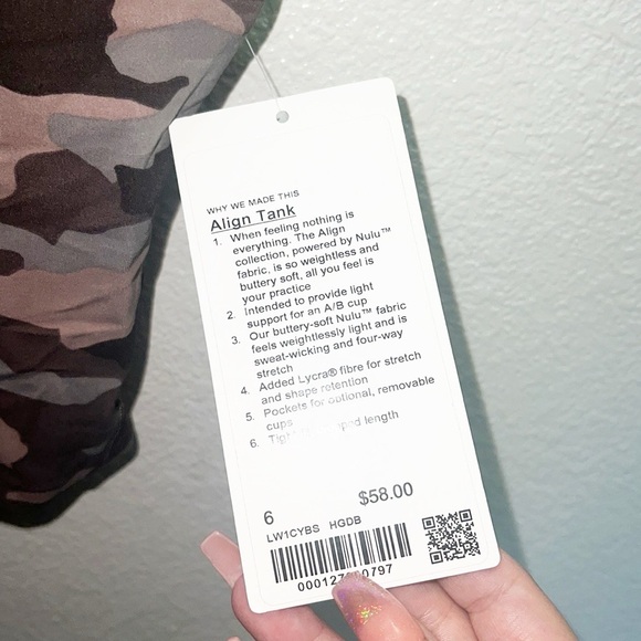 Lululemon Camo Nulu V Neck Built In Bra Align Tank Top New - Picture 4 of 10